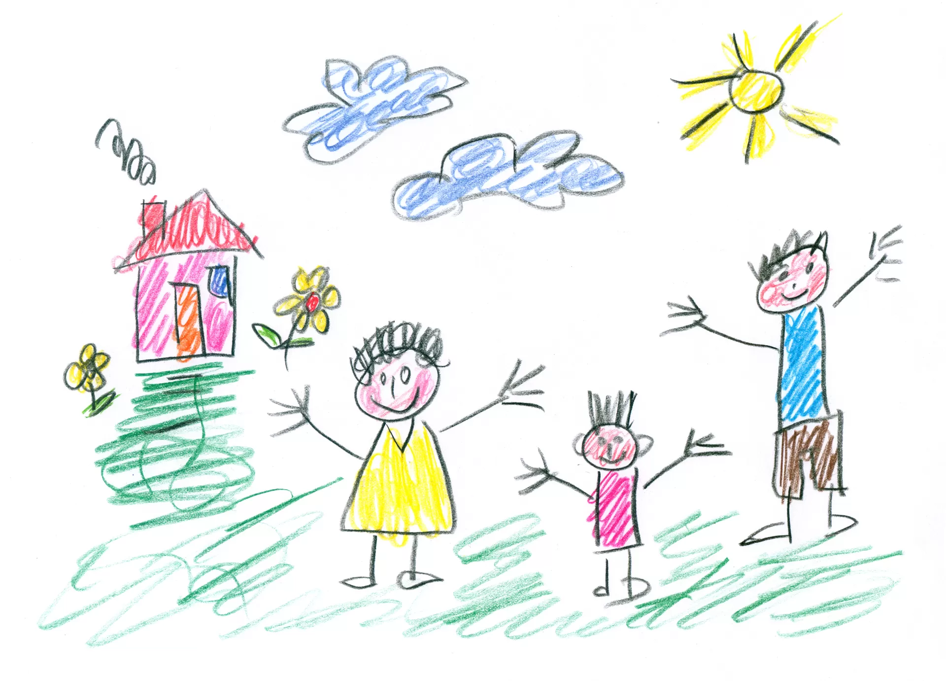 Children's drawing, happy family