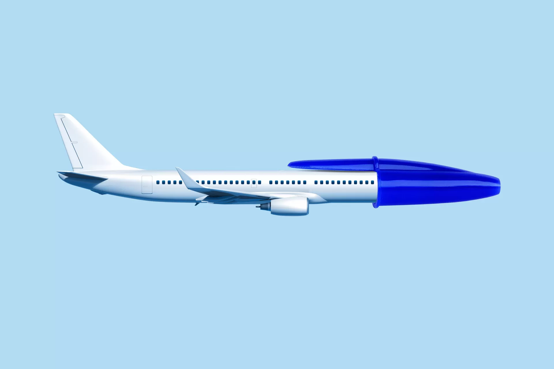 Flugzeug mit Kugelschreiberkappe