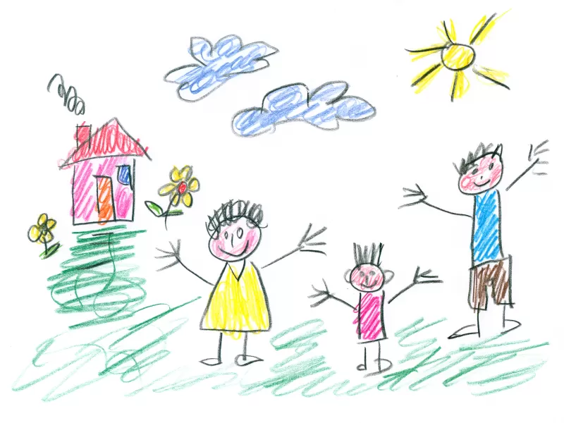 Children's drawing, happy family